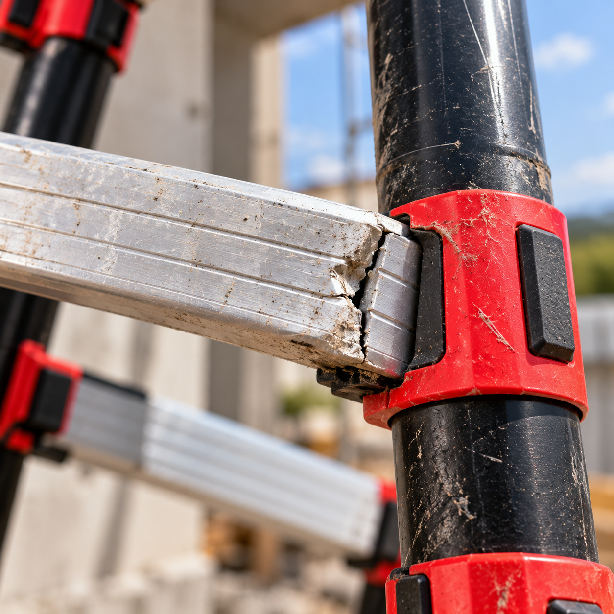 Utilisation d'un élément endommagé sur une échelle télescopique